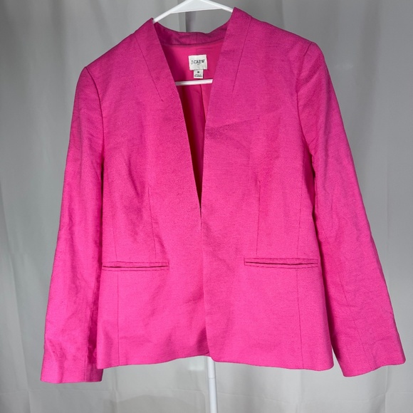 J. Crew Factory Linen Blend Broadway Blazer Bright Pink Sz 8 - Picture 2 of 12